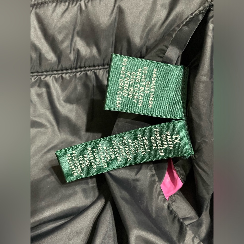 Lauren Ralph Lauren Black Quilted Vest with Pink Accents - Picture 10 of 10